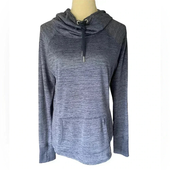 Athleta Techie Pullover Cowl Neck Sweatshirt Hoodie Navy Blue Size‎ S - Picture 1 of 7
